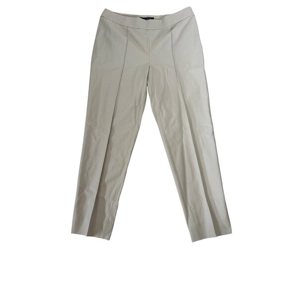 St. John Womens Beige Textured Straight-Leg Trousers Size 10 - Picture 1 of 13